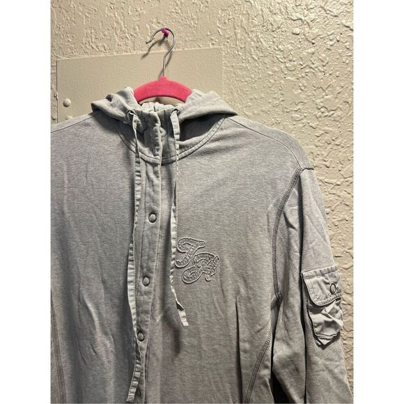Tommy Hilfiger Grey Snap Button Up Woman’s Hoodie Size 1X -Flaw On Sleeve - Picture 4 of 16